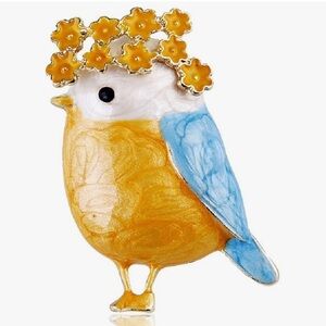 NEW Charming Yellow and Blue Bird Brooch